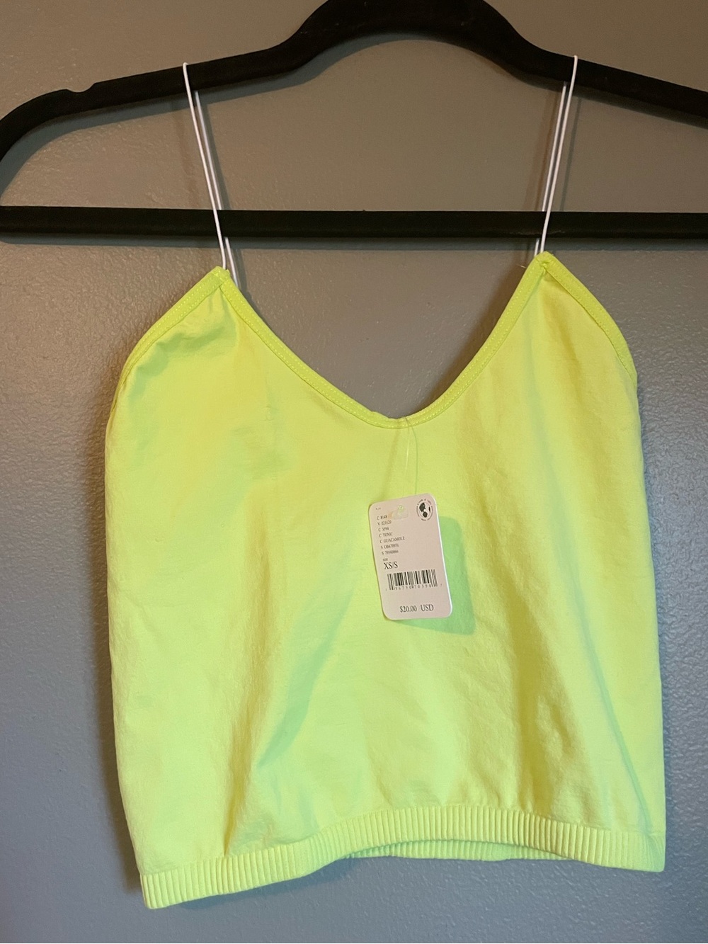 NWT Free People S XS Small Guacomole Green Strappy Stretch Tank Top Blouse R $20
